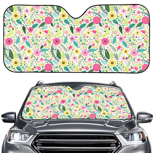 Girly Spring Flower Pattern Print Car Windshield Sun Shade