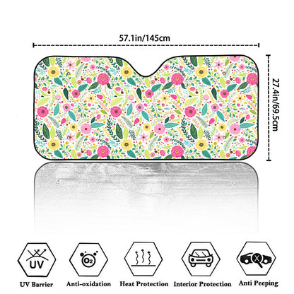 Girly Spring Flower Pattern Print Car Windshield Sun Shade