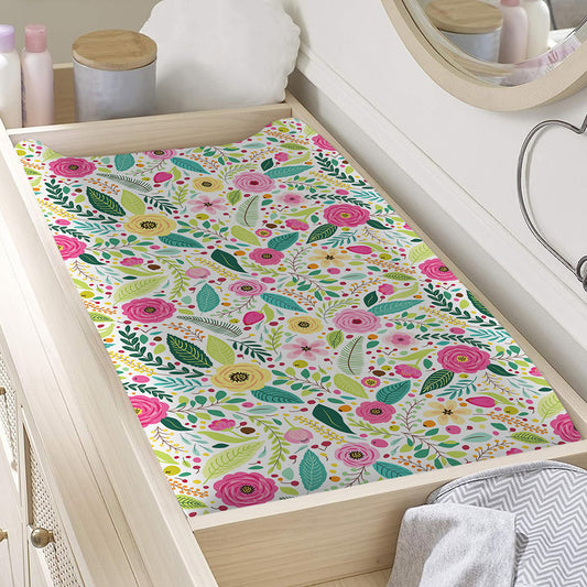 Girly Spring Flower Pattern Print Changing Pad Cover