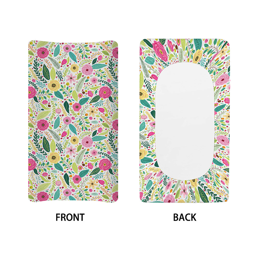 Girly Spring Flower Pattern Print Changing Pad Cover