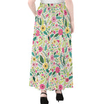 Girly Spring Flower Pattern Print Chiffon Maxi Skirt