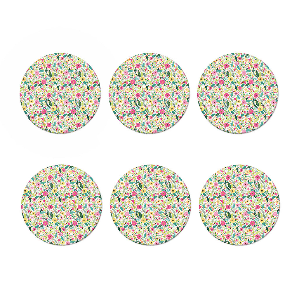 Girly Spring Flower Pattern Print Coaster Set