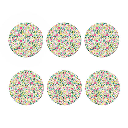 Girly Spring Flower Pattern Print Coaster Set