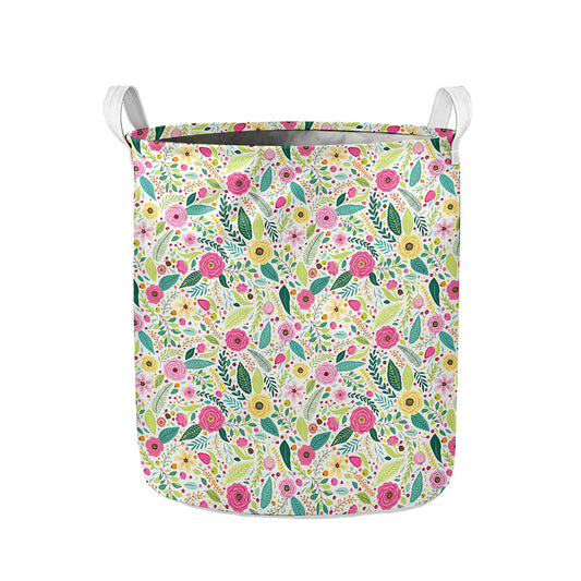 Girly Spring Flower Pattern Print Collapsible Laundry Basket