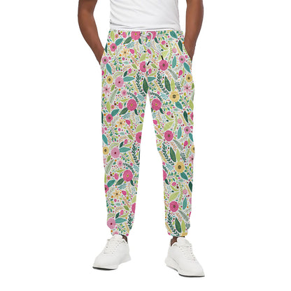 Girly Spring Flower Pattern Print Cotton Pants
