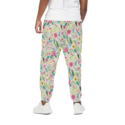 Girly Spring Flower Pattern Print Cotton Pants