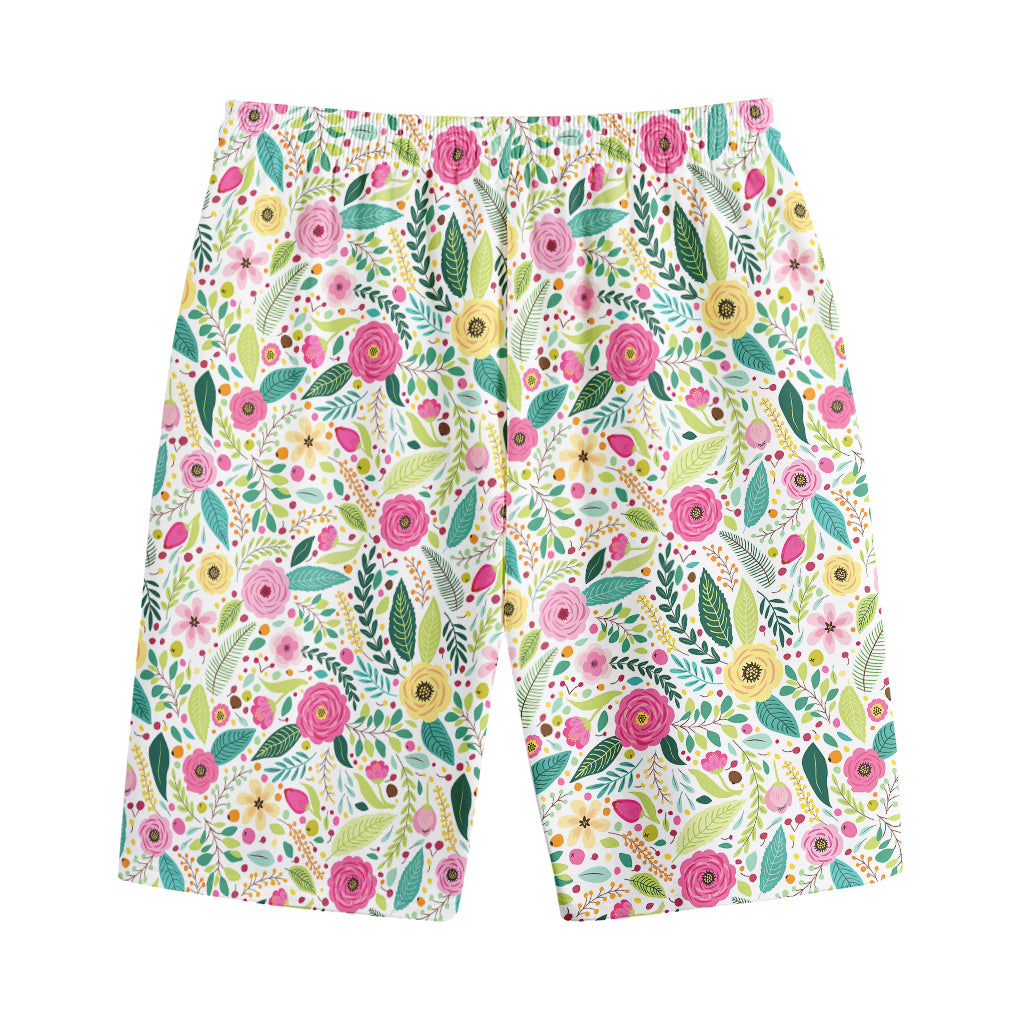 Girly Spring Flower Pattern Print Cotton Shorts