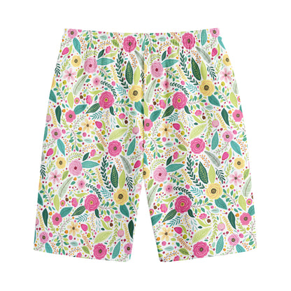 Girly Spring Flower Pattern Print Cotton Shorts