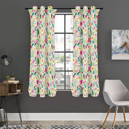 Girly Spring Flower Pattern Print Curtain