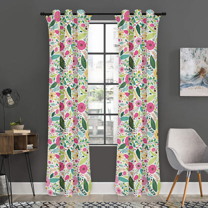 Girly Spring Flower Pattern Print Curtain