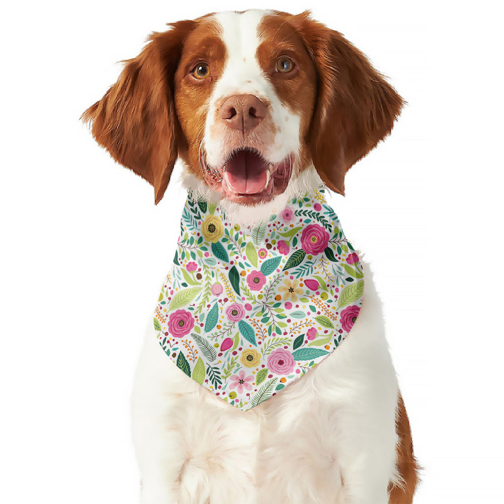 Girly Spring Flower Pattern Print Dog Bandana