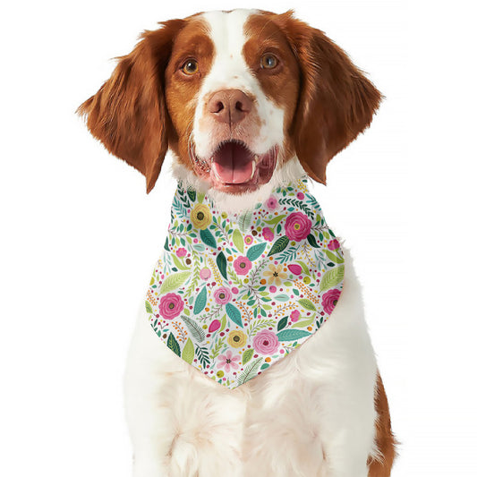Girly Spring Flower Pattern Print Dog Bandana
