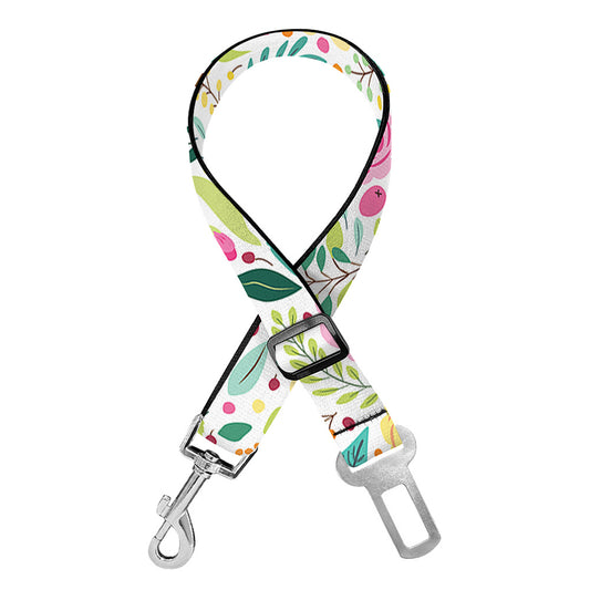Girly Spring Flower Pattern Print Dog Seat Belt