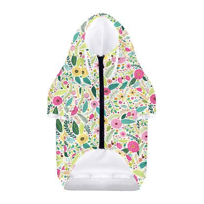 Girly Spring Flower Pattern Print Dog Zip Up Hoodie