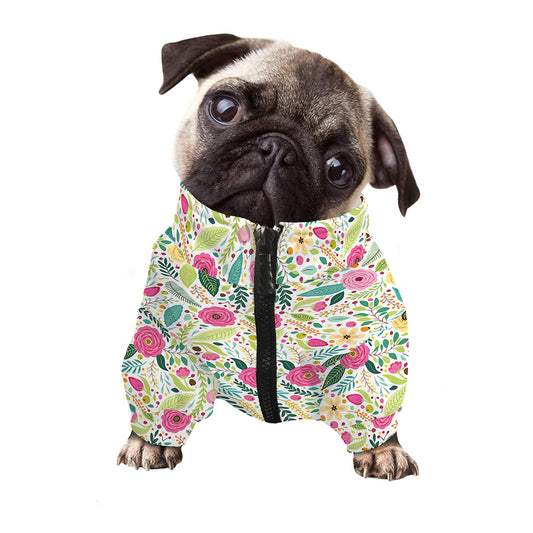 Girly Spring Flower Pattern Print Dog Zip Up Jacket