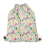 Girly Spring Flower Pattern Print Drawstring Bag