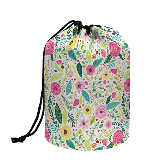 Girly Spring Flower Pattern Print Drawstring Makeup Bag