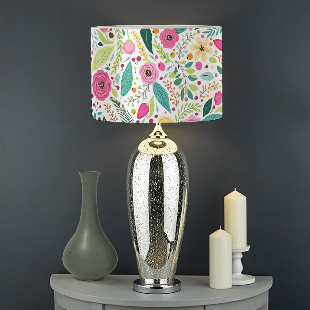 Girly Spring Flower Pattern Print Drum Lamp Shade