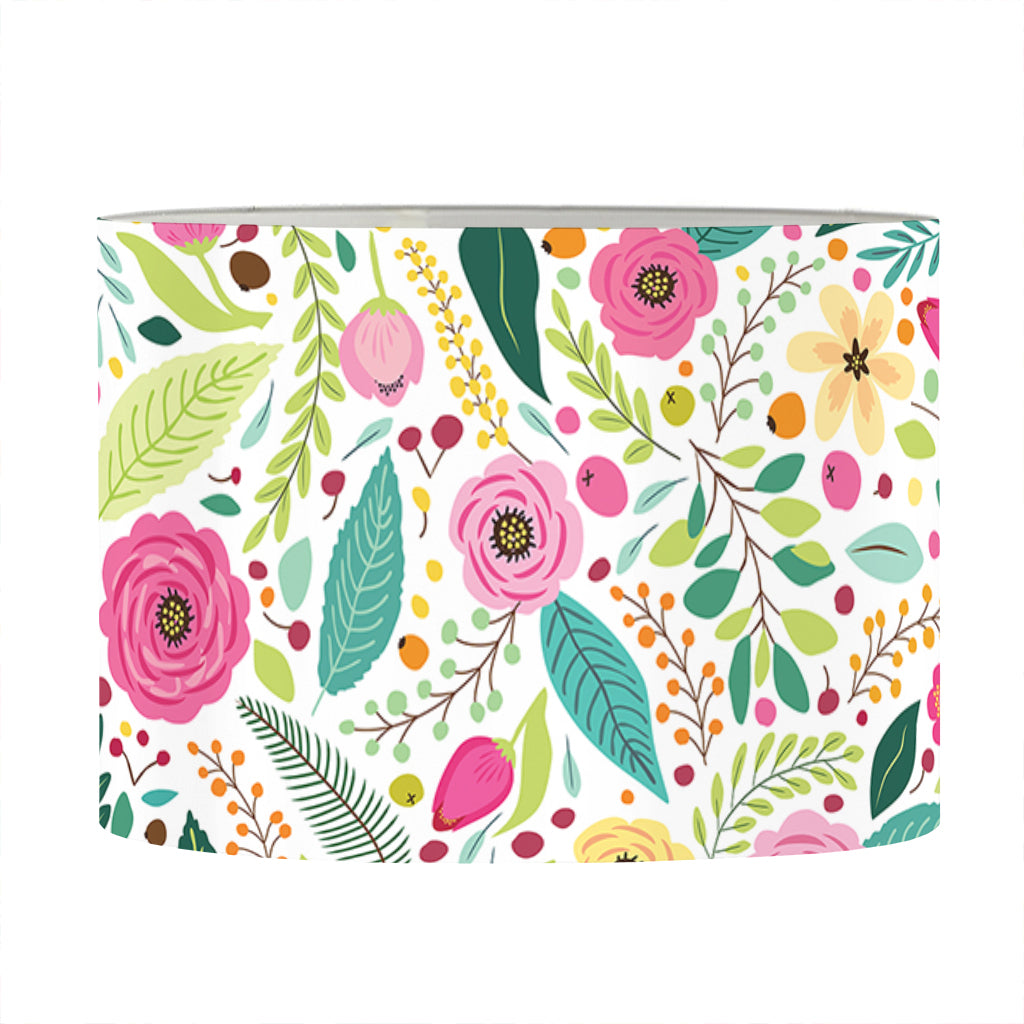 Girly Spring Flower Pattern Print Drum Lamp Shade