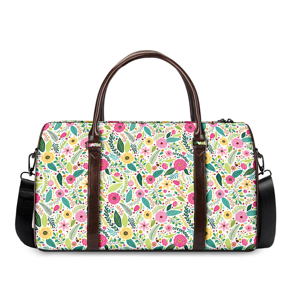 Girly Spring Flower Pattern Print Duffle Bag