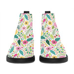 Girly Spring Flower Pattern Print Flat Ankle Boots