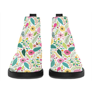 Girly Spring Flower Pattern Print Flat Ankle Boots