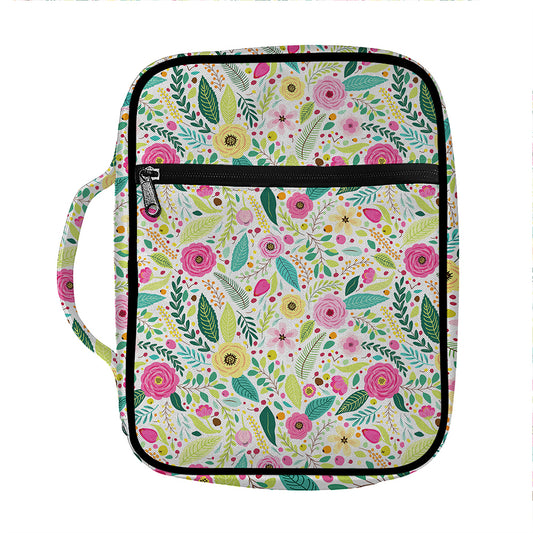 Girly Spring Flower Pattern Print Front Pocket Bible Bag