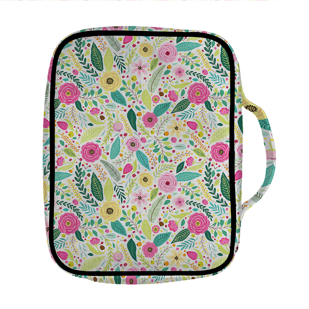 Girly Spring Flower Pattern Print Front Pocket Bible Bag
