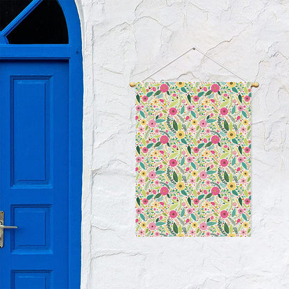 Girly Spring Flower Pattern Print Garden Flag