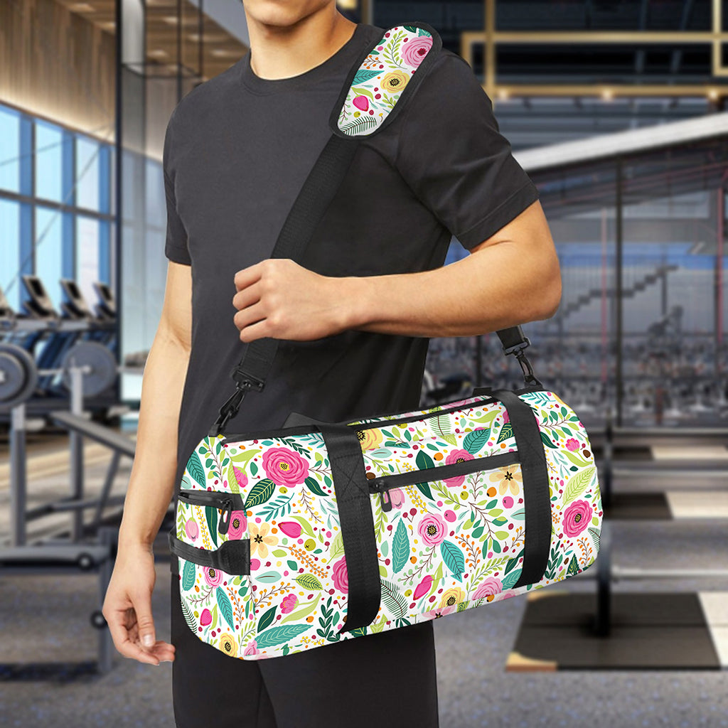 Girly Spring Flower Pattern Print Gym Bag