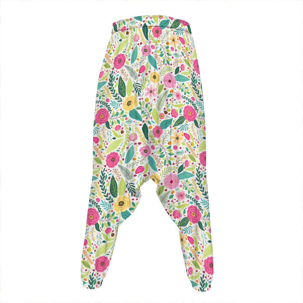 Girly Spring Flower Pattern Print Hammer Pants