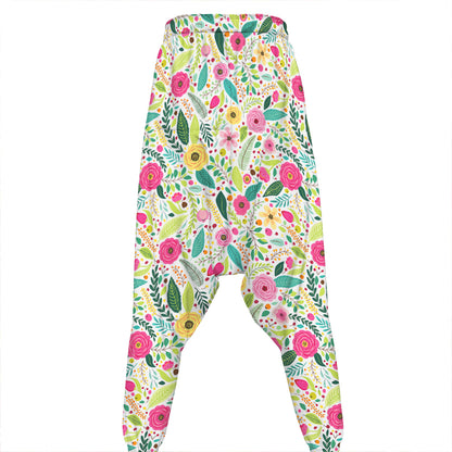 Girly Spring Flower Pattern Print Hammer Pants