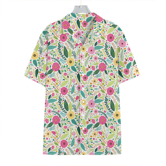 Girly Spring Flower Pattern Print Hawaiian Shirt
