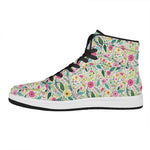 Girly Spring Flower Pattern Print High Top Leather Sneakers
