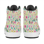 Girly Spring Flower Pattern Print High Top Leather Sneakers