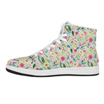 Girly Spring Flower Pattern Print High Top Leather Sneakers