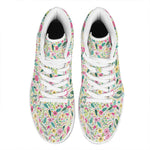 Girly Spring Flower Pattern Print High Top Leather Sneakers