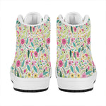 Girly Spring Flower Pattern Print High Top Leather Sneakers