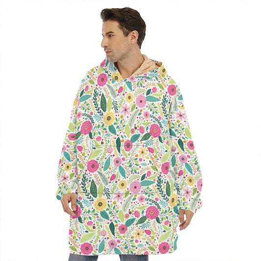 Girly Spring Flower Pattern Print Hoodie Blanket