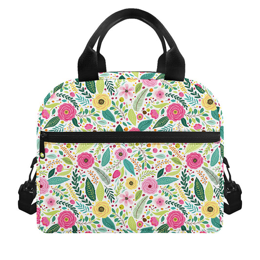 Girly Spring Flower Pattern Print Insulated Lunch Bag