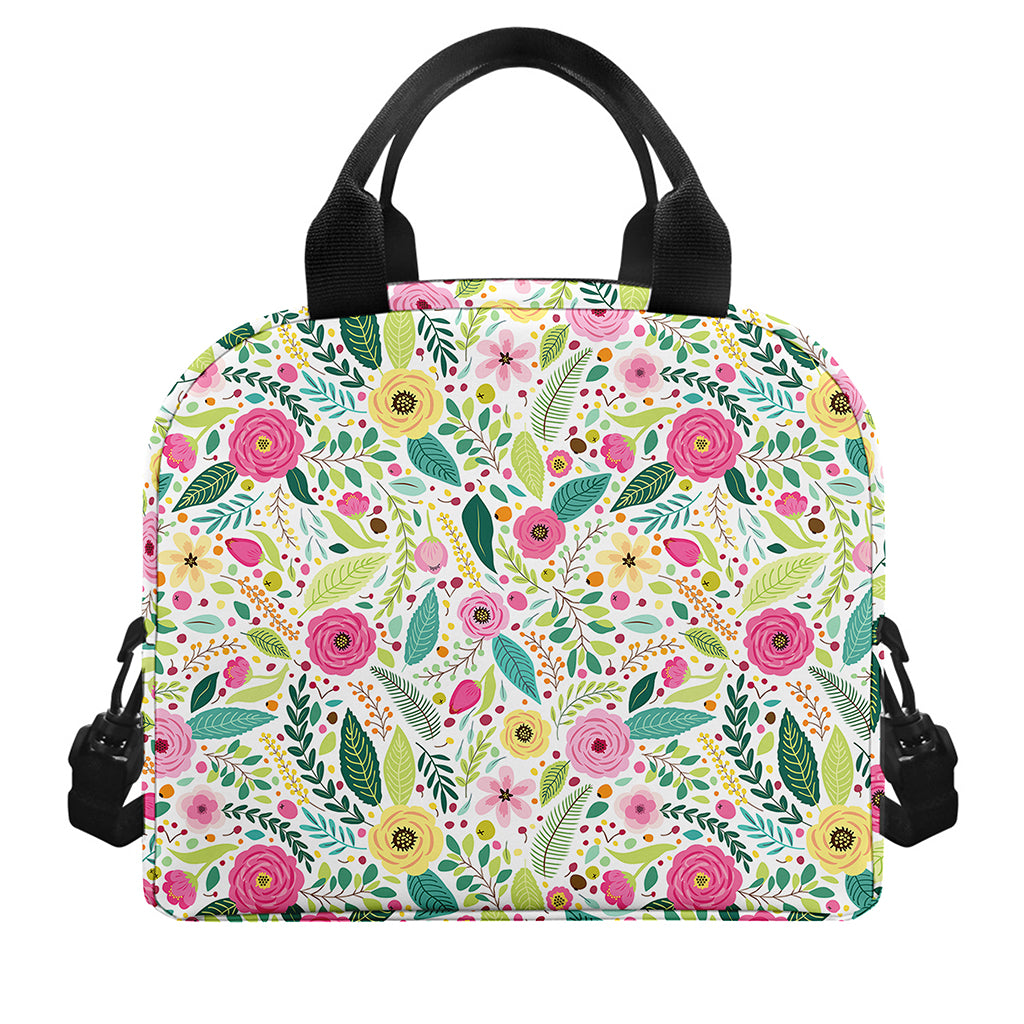 Girly Spring Flower Pattern Print Insulated Lunch Bag