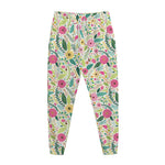 Girly Spring Flower Pattern Print Jogger Pants