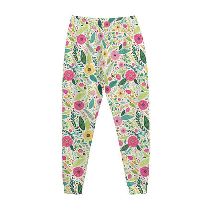 Girly Spring Flower Pattern Print Jogger Pants