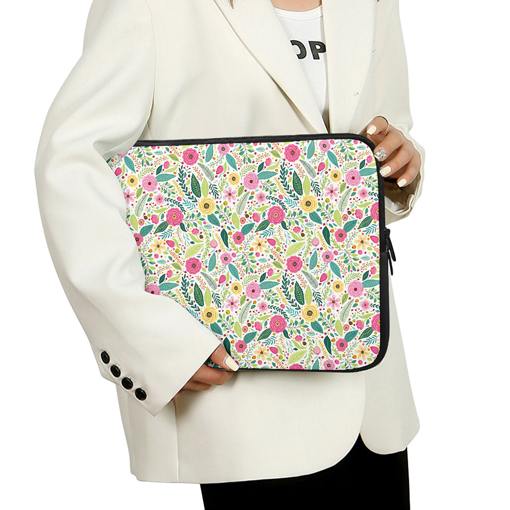 Girly Spring Flower Pattern Print Laptop Sleeve