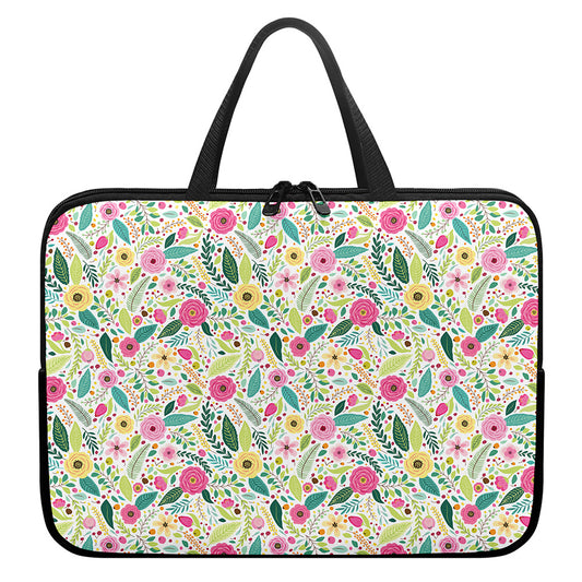 Girly Spring Flower Pattern Print Laptop Sleeve With Handle
