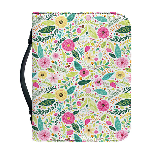 Girly Spring Flower Pattern Print Leather Bible Cover