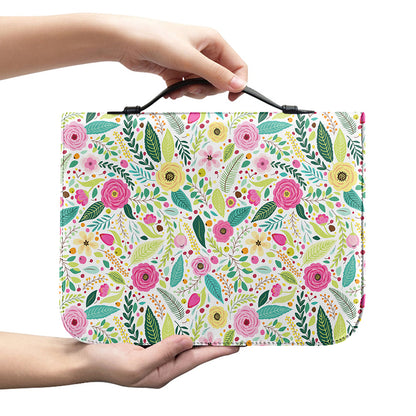 Girly Spring Flower Pattern Print Leather Bible Cover