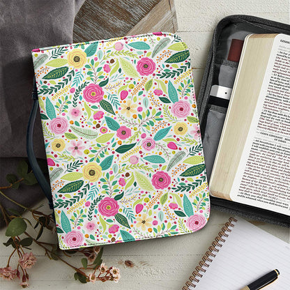 Girly Spring Flower Pattern Print Leather Bible Cover