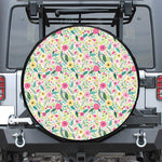Girly Spring Flower Pattern Print Leather Spare Tire Cover