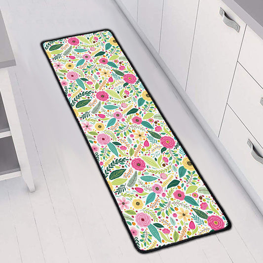 Girly Spring Flower Pattern Print Long Kitchen Mat